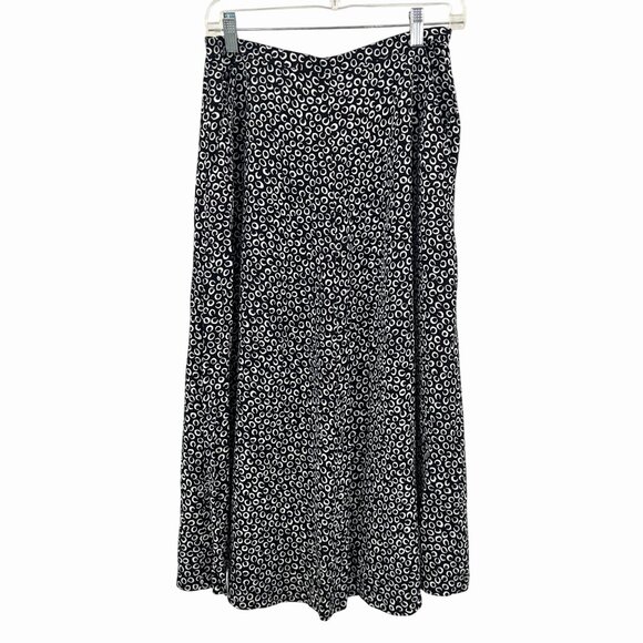 JONES NEW YORK BLACK WHITE CIRCULAR PRINT MIDI SKIRT W/ POCKETS!  SZ 12 - Picture 1 of 6